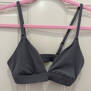 Aerie Charcoal Ribbed Bralette XS